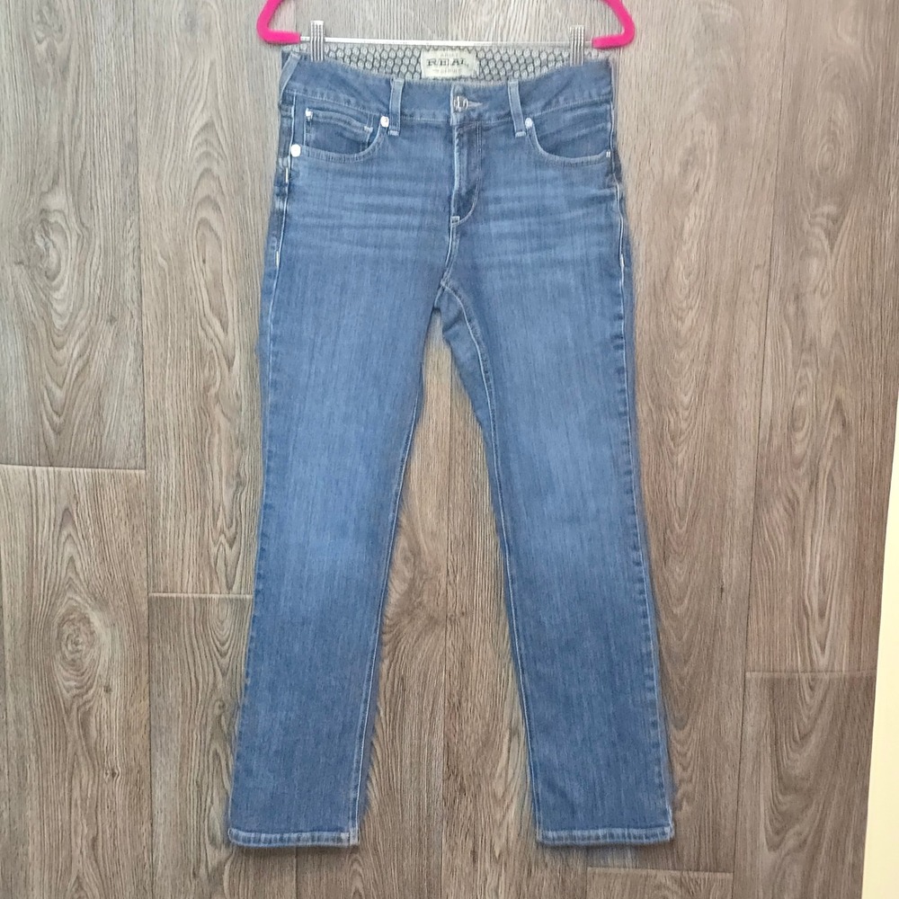 Ariat REAL Perfect Rise Straight Jeans 30s Blue Denim Womens Western
